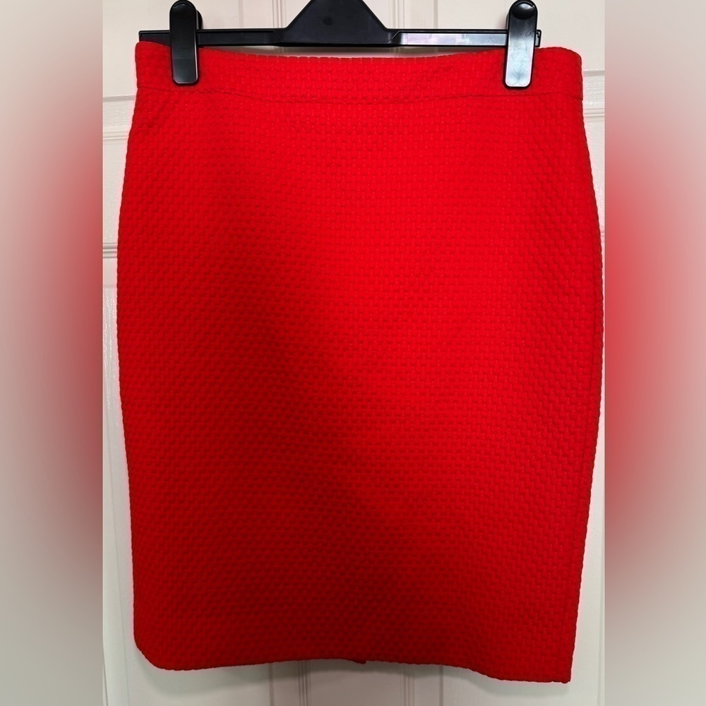 J.Crew Red Textured Pencil Skirt Size 8 Career Office Holiday Classic